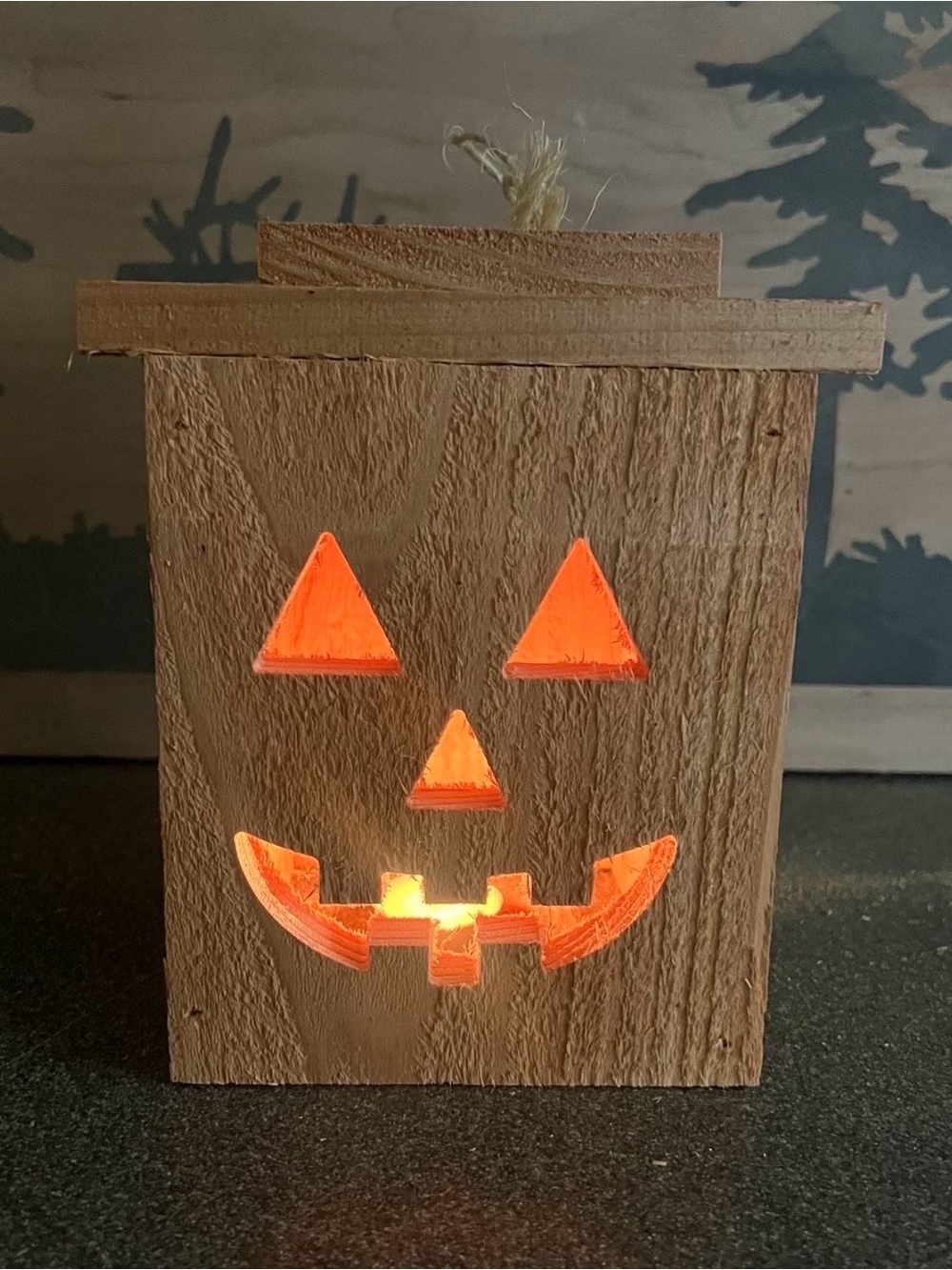 Wooden Jack-O'-Lantern Lantern